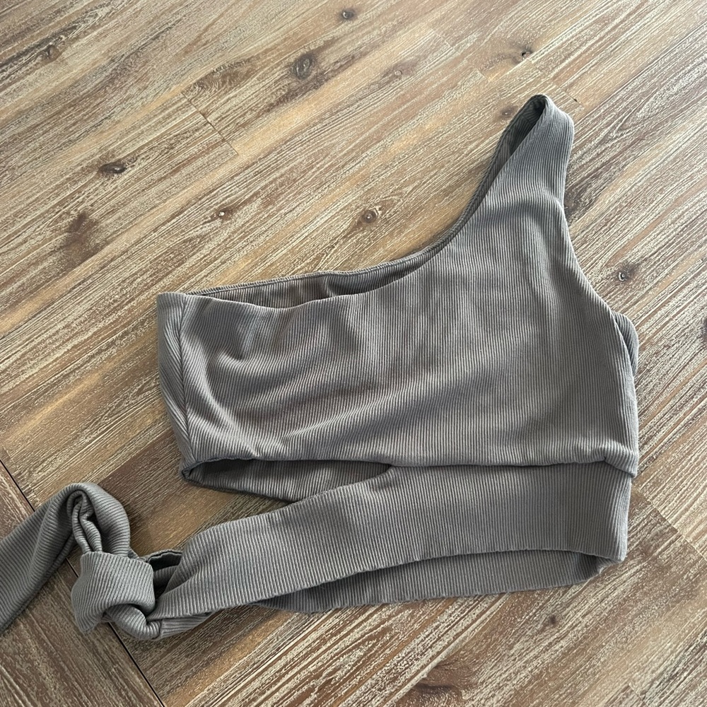 ILLA ILLA One-Shoulder Taupe Tank Top
